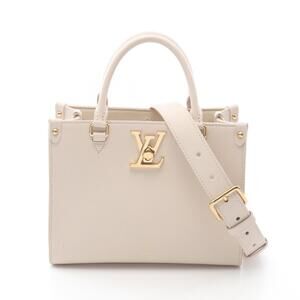 Louis Vuitton Lock Go Quartz Shoulder Bag Grained Calfskin Ivory White